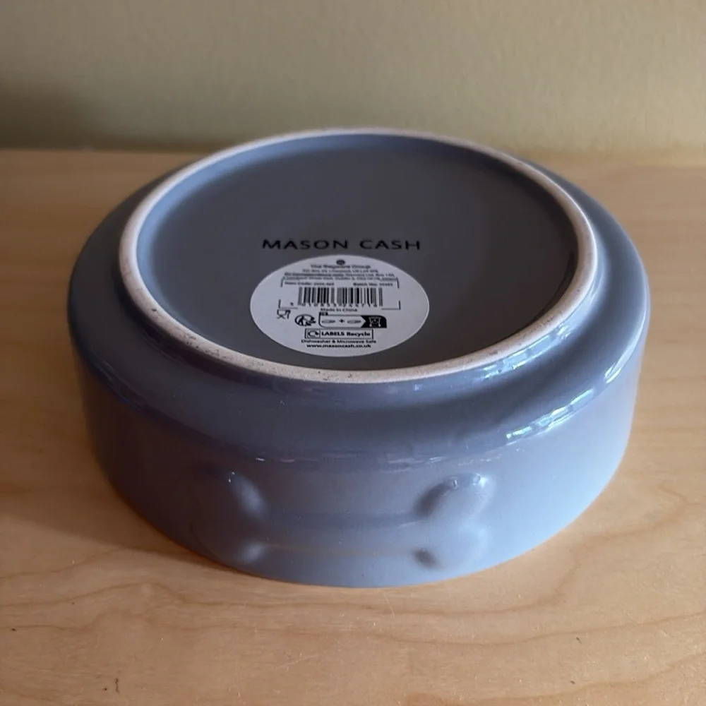 Mason Cash Dog Bowl - Heavy Stoneware with Bone Embossed